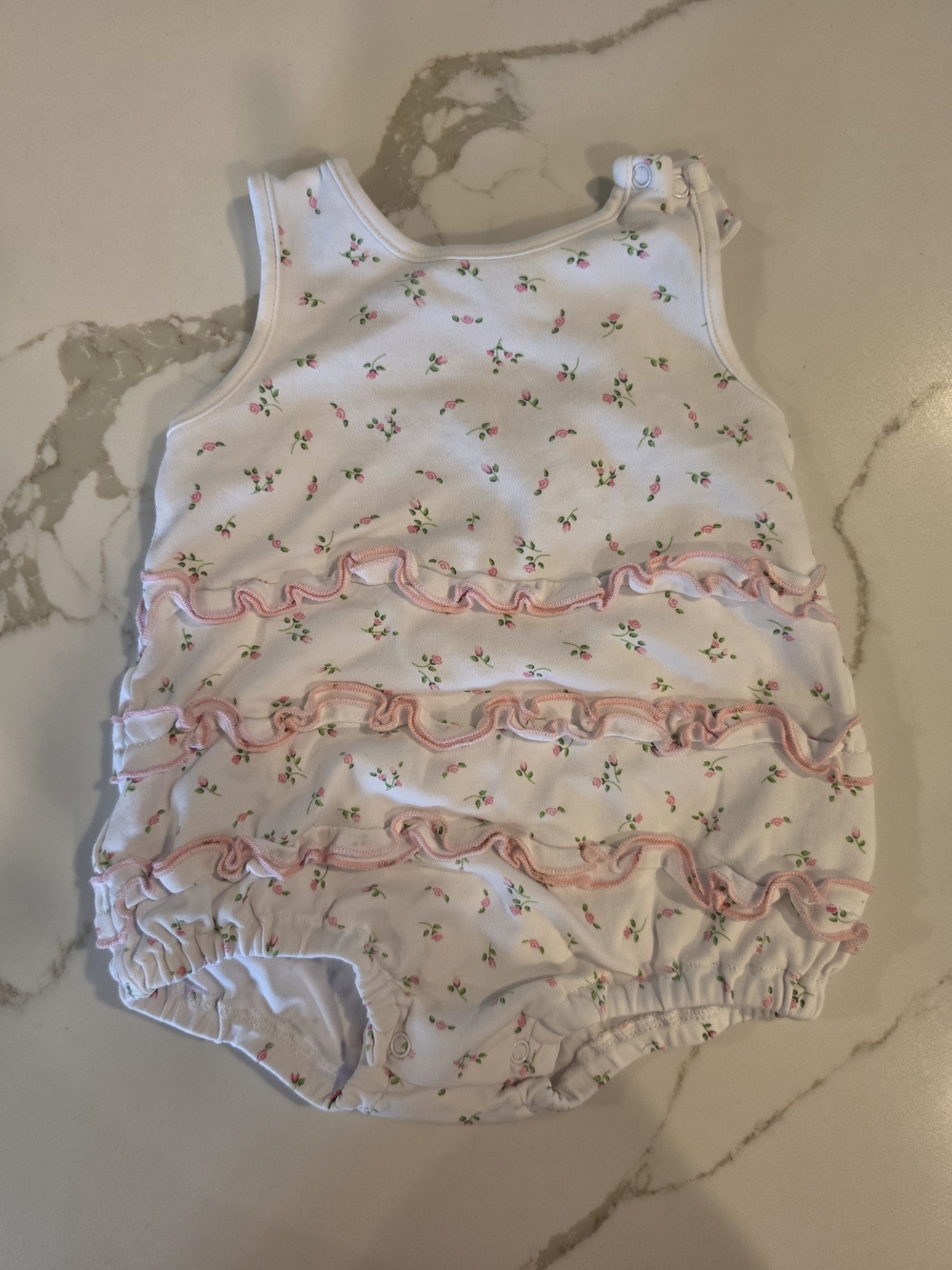 Kissy Kissy White Baby Romper with Pink Rose Print